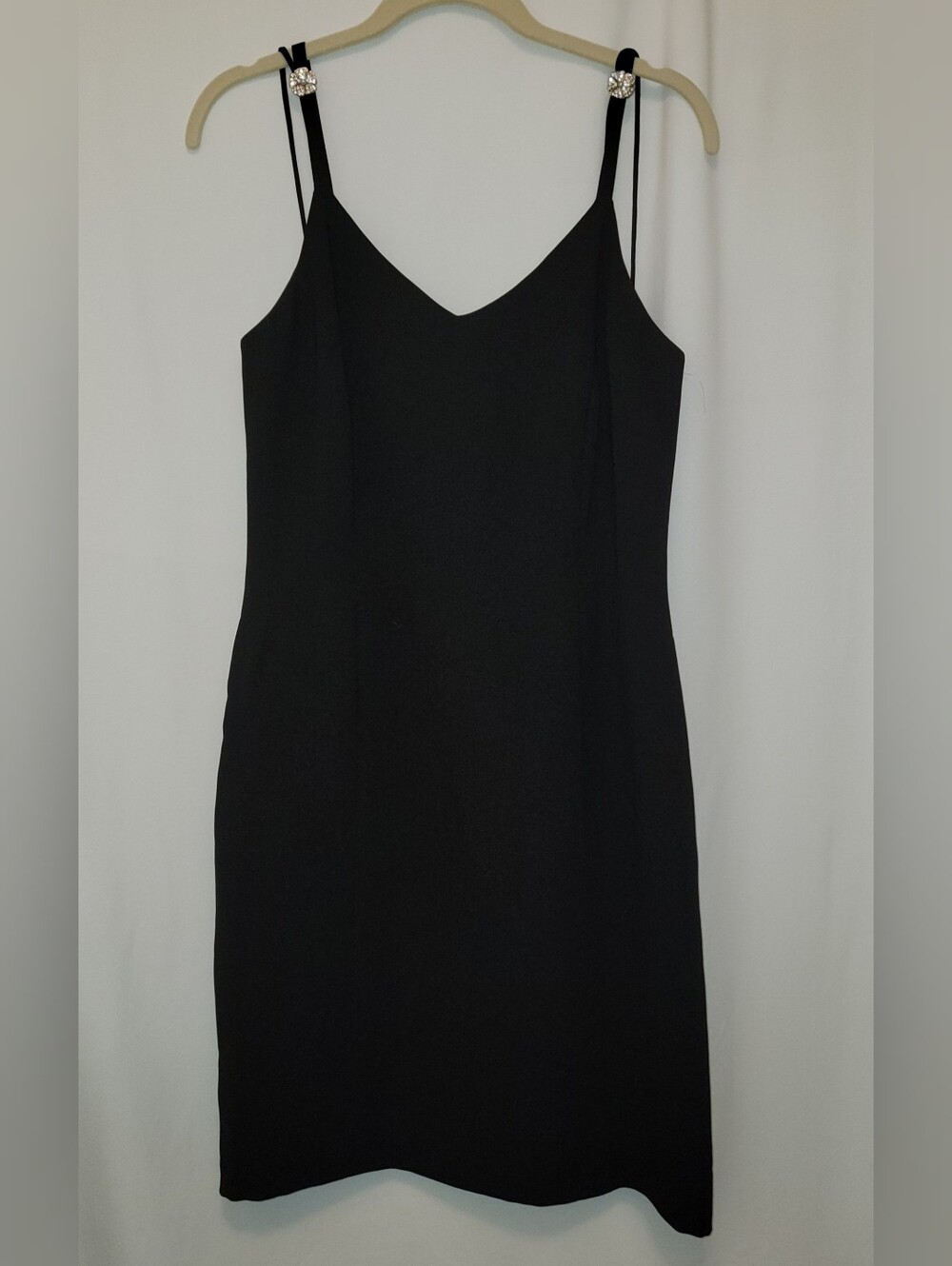 Vintage Dué Per Dué Black Cocktail Dress With Rhinestone & Pearl Accents